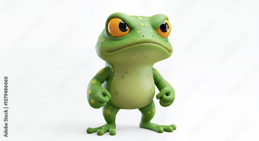 Fototapeta premium Cartoon frog character angry expression