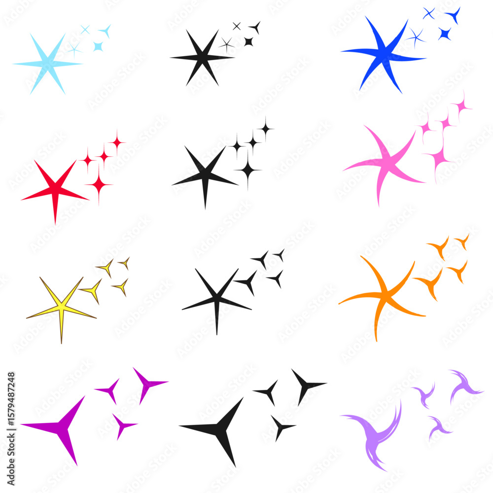 Obraz premium vector set of colorful stars