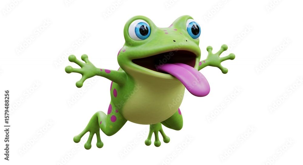 Fototapeta premium Funny frog jumping illustration