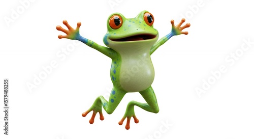 Happy cartoon frog jumping