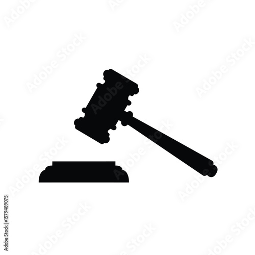 Black gavel striking sound block vector
