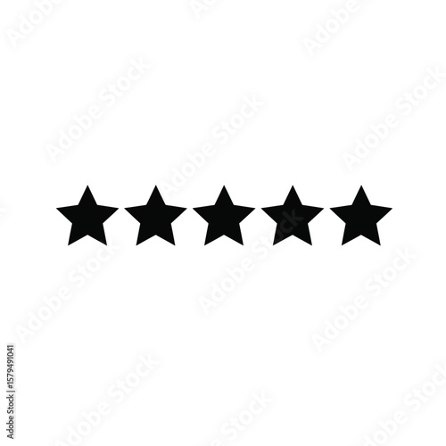 Five black stars rating symbol white
