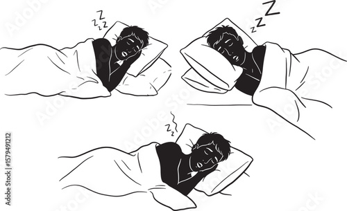 Man Sleeping And Snoring Cartoon silhouette