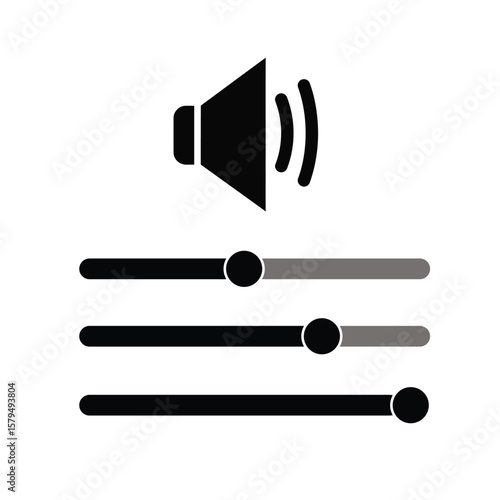Audio Mixer Icon: Volume Control Sliders & Speaker