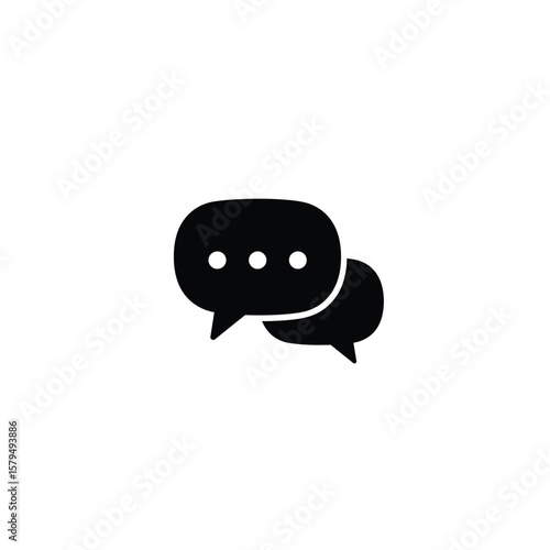Black Simple Chat Bubbles Icon, Communication, Dialogue