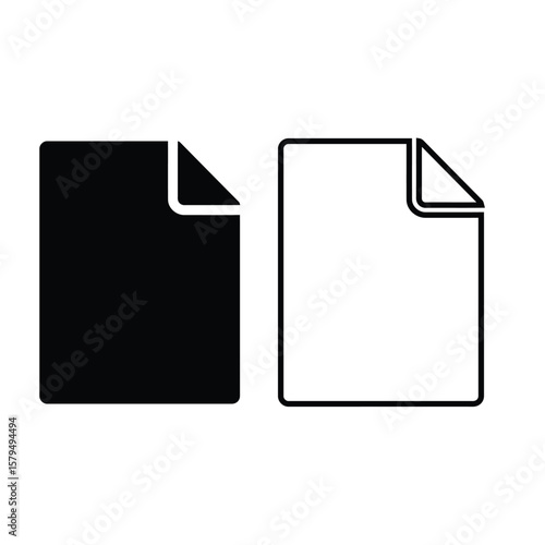 Document Icons: Black & White Page Symbols, File UI