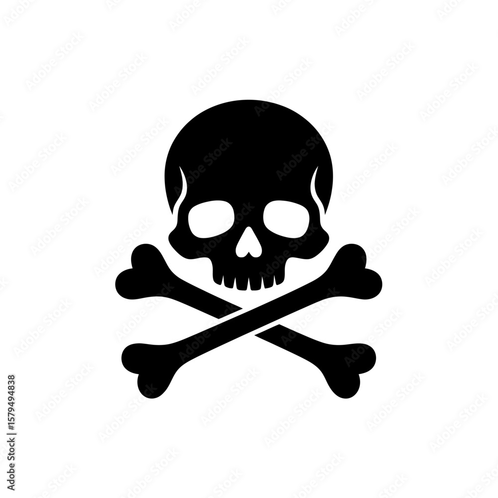 Skull and Crossbones Symbolizing Danger or Toxicity in a Graphic Black and White Illustration Skull and Crossbones Symbolizing Danger or Toxicity in a Graphic Black and White Illustration