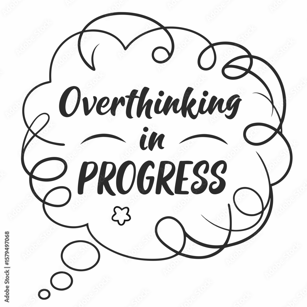 Obraz premium A vector graphic showing overthinking in progress inside a thought bubble, isolated on white background