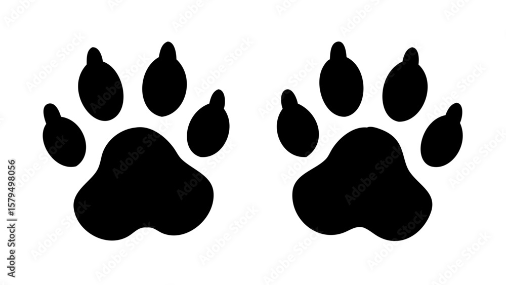 Fototapeta premium Dog paw print vector illustration for pet lovers and animal track designs usage