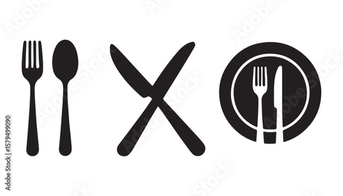 Fork spoon and knife cutlery set isolated on white background