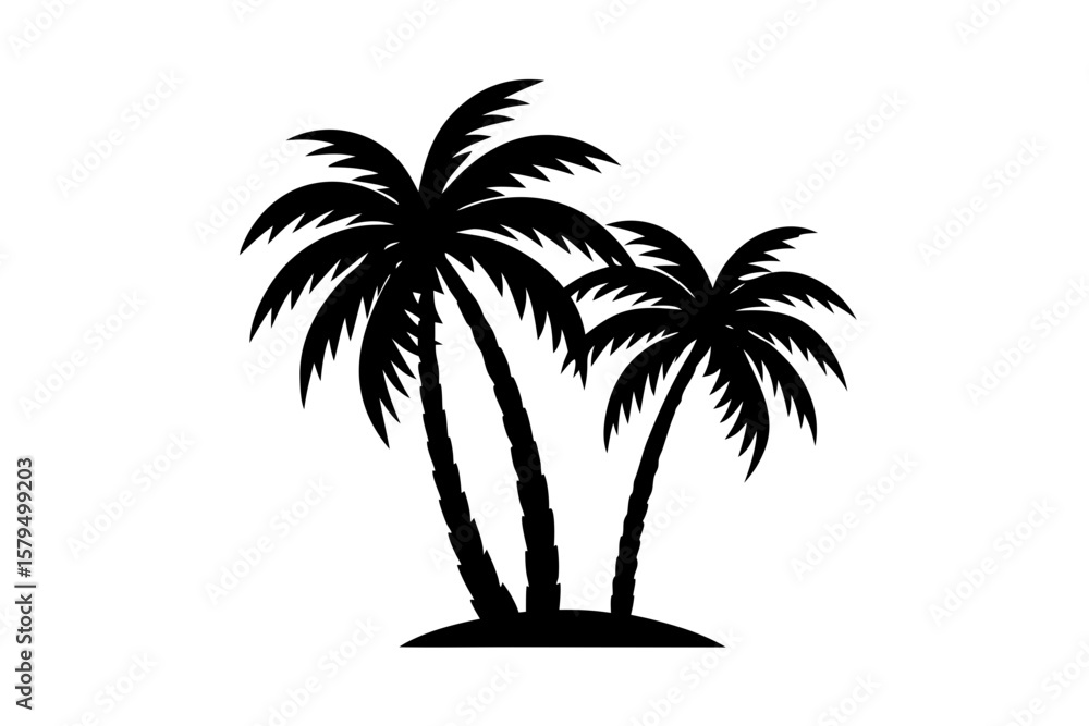Fototapeta premium Vector art of silhouette of palm tree set 
