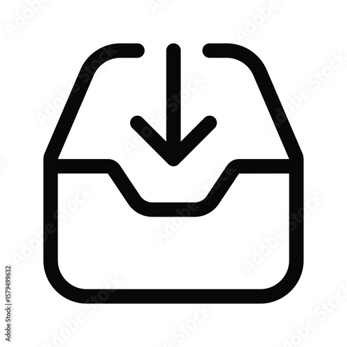 Inbox tray outline icon for email, incoming messages, and mail notifications.