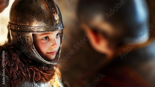 Moment of reflection: young knight's contemplative gaze in medieval armour