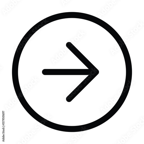 Arrow right outline icon for next, forward, continue, and navigation.