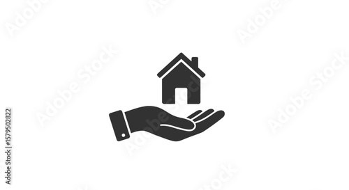 Minimalist Hand Holding House Symbolic Icon