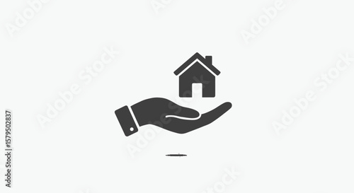 Minimalist Hand Holding House Symbolic Icon