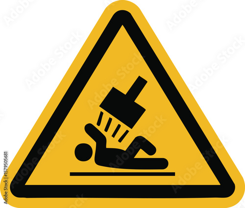 Warning Sign Of Heavy Object Falling On Person Safety Symbol Industrial Hazard Caution Icon Workplace Danger Alert Pictogram

