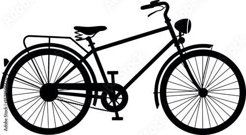Vintage Bicycle Silhouette Illustration on White Background Classic Bike Design Transportation Recreation and Healthy Lifestyle Concept Graphic Element