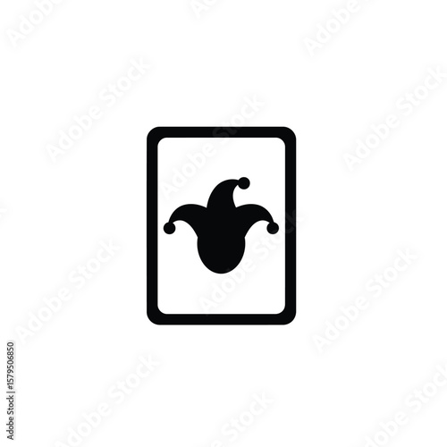 Joker card icon black silhouette vector