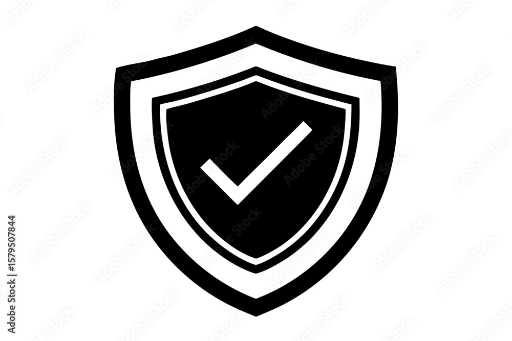 Shield checkmark security protection safety guard silhouette vector illustration Shield checkmark security protection safety guard silhouette vector illustration