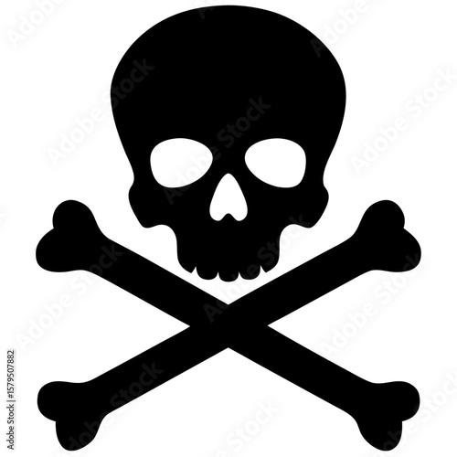 Skull crossbones danger pirate death symbol silhouette vector illustration
