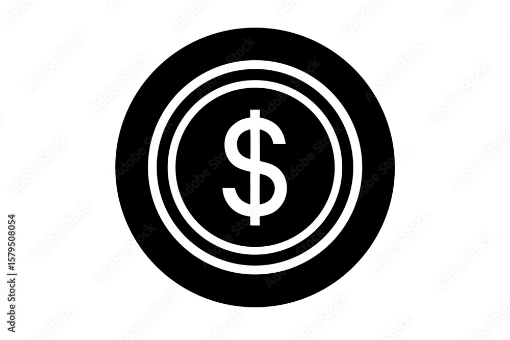 Dollar coin currency value finance payment money silhouette vector illustration Dollar coin currency value finance payment money silhouette vector illustration