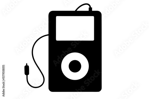 Portable music player device gadget electronic silhouette vector illustration