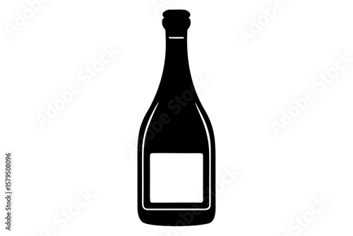 Elegant wine bottle beverage drink alcohol silhouette vector illustration