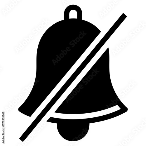 Mute notification bell alert message sound off silhouette vector illustration