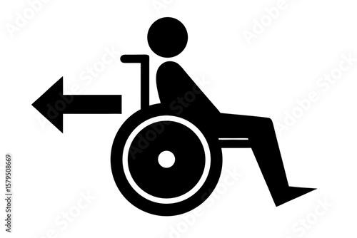 Wheelchair accessibility symbol direction arrow left silhouette vector illustration