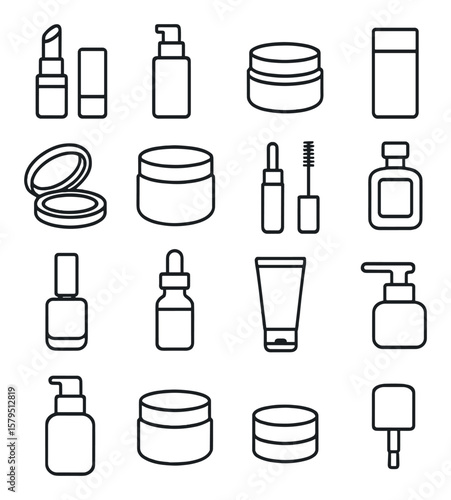 Cosmetic packaging collection, beauty and skincare containers set for design projects
