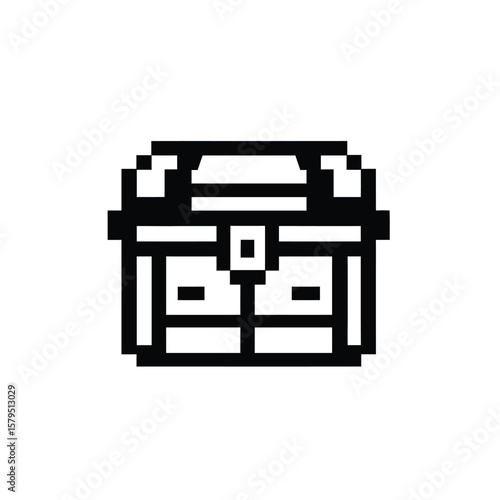 Pixelated treasure chest icon black