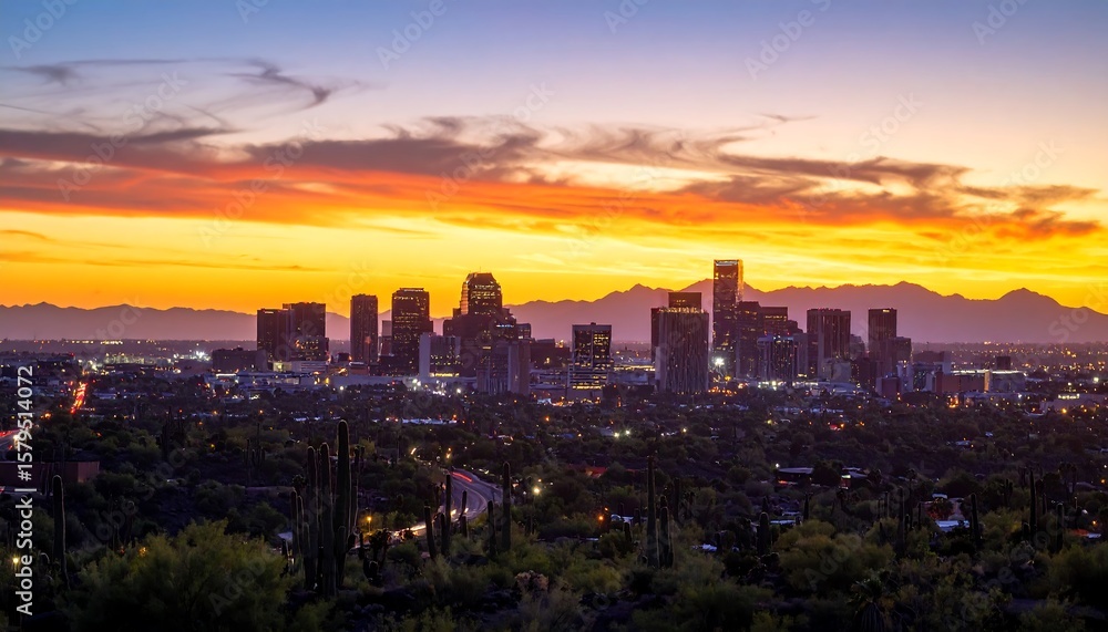Fototapeta premium City skyline at sunset (7)