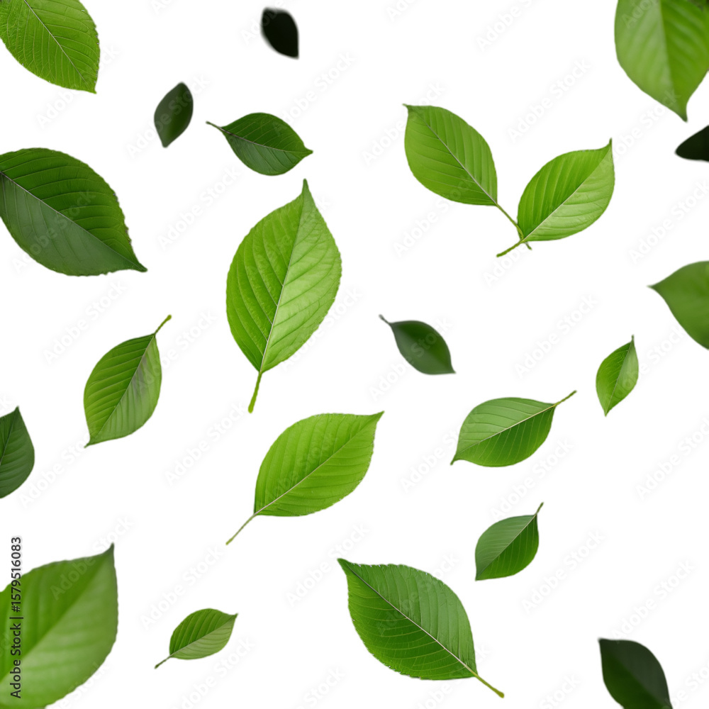 Green leaves flying in motion beautifully isolated on transparent background for natural design uses
Green leaves flying in motion beautifully isolated on transparent background for natural design uses