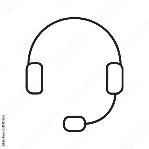 Vector art of a headset with microphone isolated on white background