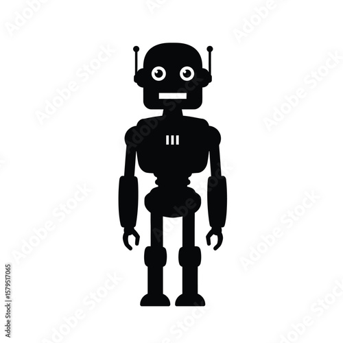 Black robot character icon white