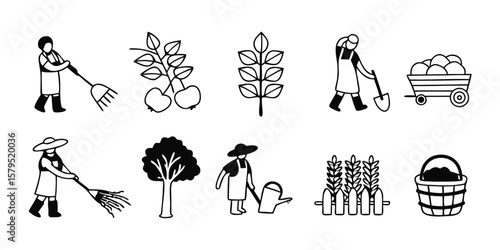 Set of 8 gardening icons vector