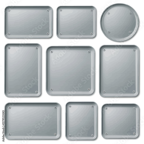 Set of Blank Metal Plates with Fasteners
