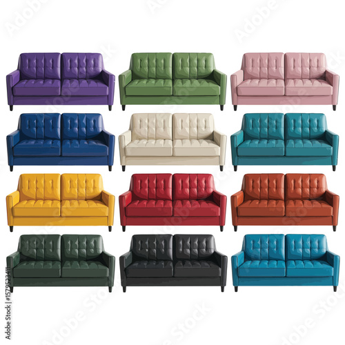 Variety of Colorful Mid-Century Modern Couches