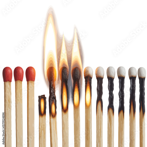 Burning Matches Showing Spread of Fire