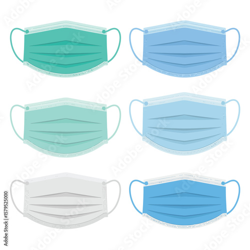 Set of Colorful Disposable Face Masks