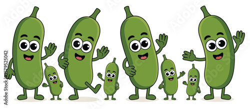 Cute Cartoon Cucumber Characters Greeting