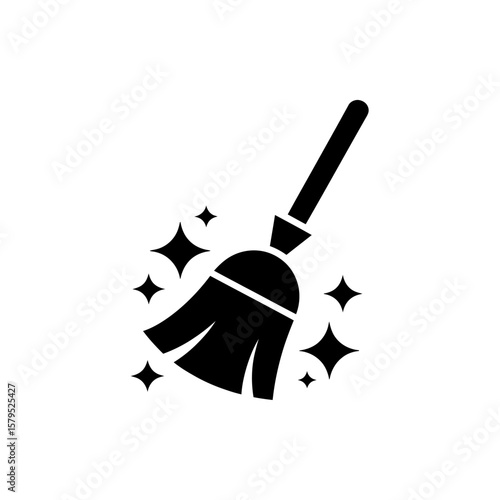 Broom Sweeping with Sparkling Cleanliness, Showing the Brilliance of Cleanliness and an Immaculately Clean Environment