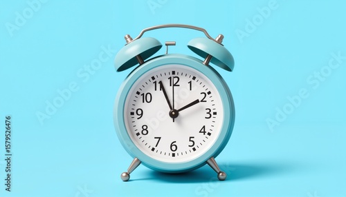 Wallpaper Mural Vintage blue alarm clock with white dial on bright blue background   Torontodigital.ca
