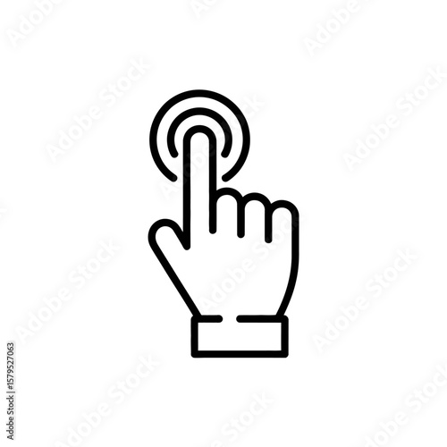 Finger Tap Icon Represents Touchscreen Interaction, Selecting and Activating Digital Interfaces with Human Hand Gestures
