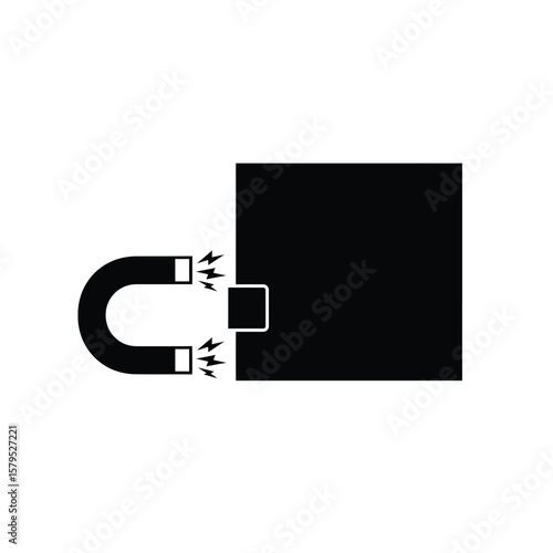 Horseshoe magnet attracting square panel vector