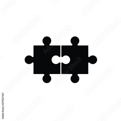 Black puzzle pieces joining together vector