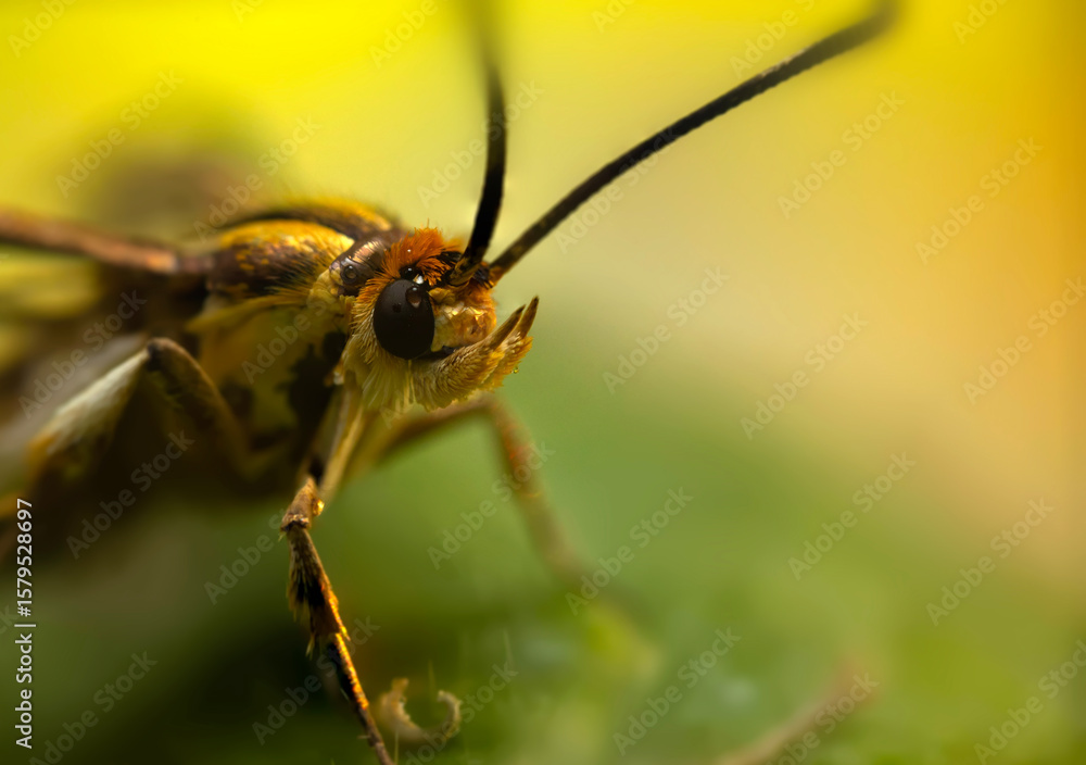 Naklejka premium An insect photographed in its natural habitat. Natural background. High detail and sharpness.