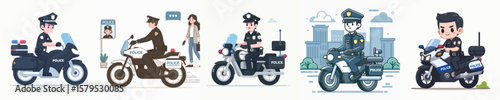police vector riding a motorbike