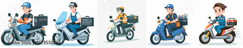 vector character of an electrician riding a motorbike
